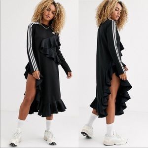 Adidas x J KOO Ruffle Side Slit Midi Dress XS NWOT